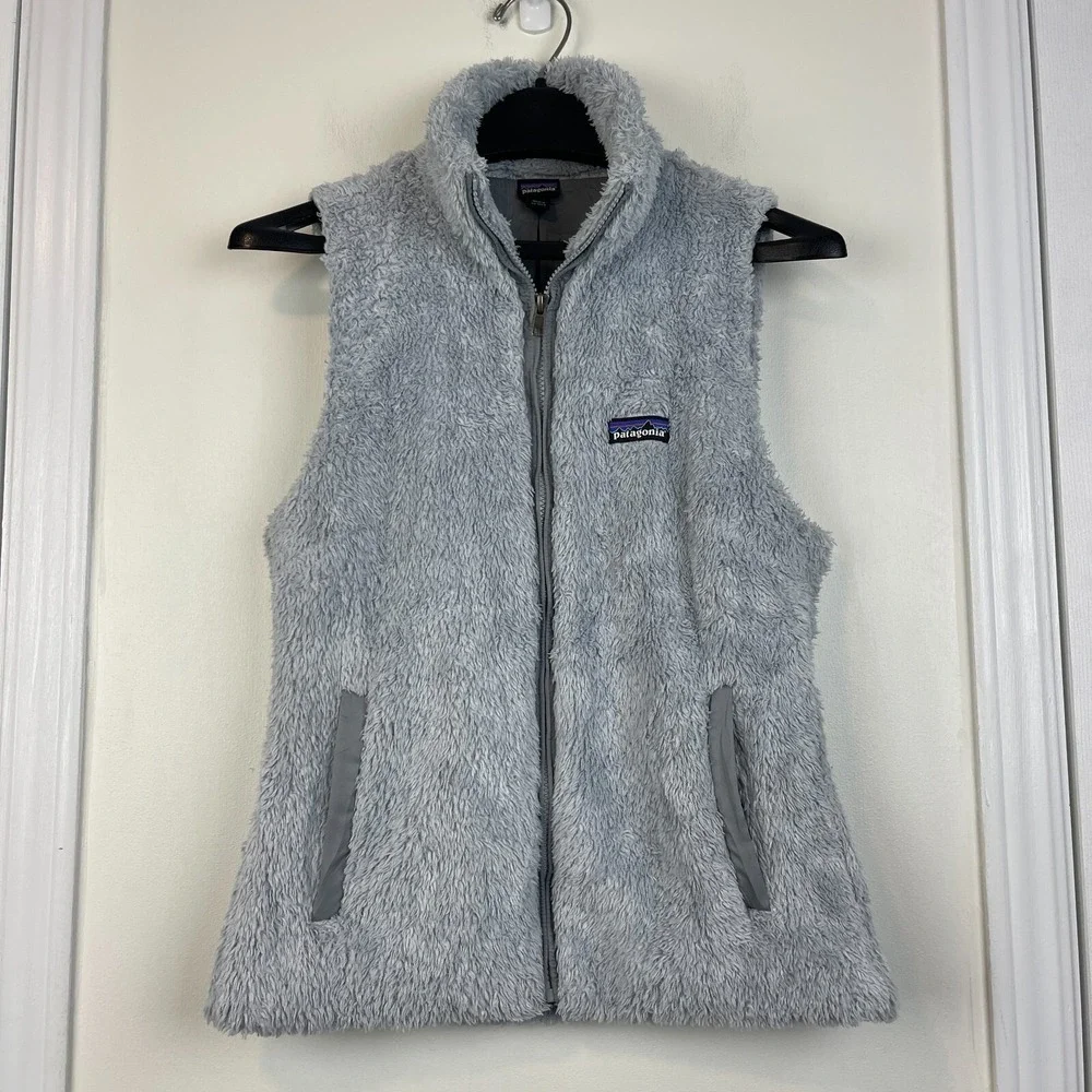 Patagonia‎ Los Gatos Fleece Vest Women Medium Gray Fuzzy Full Zip 25215FA15